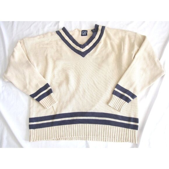 GAP Other - Vtg GAP Old Money Varsity Sweater Ivy Preppy V-Neck Academia Sz XL (MS48) Issue